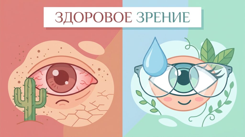 Инфографика, наглядно показывающая синдром сухого глаза, лечение которого требует комплексного подхода.